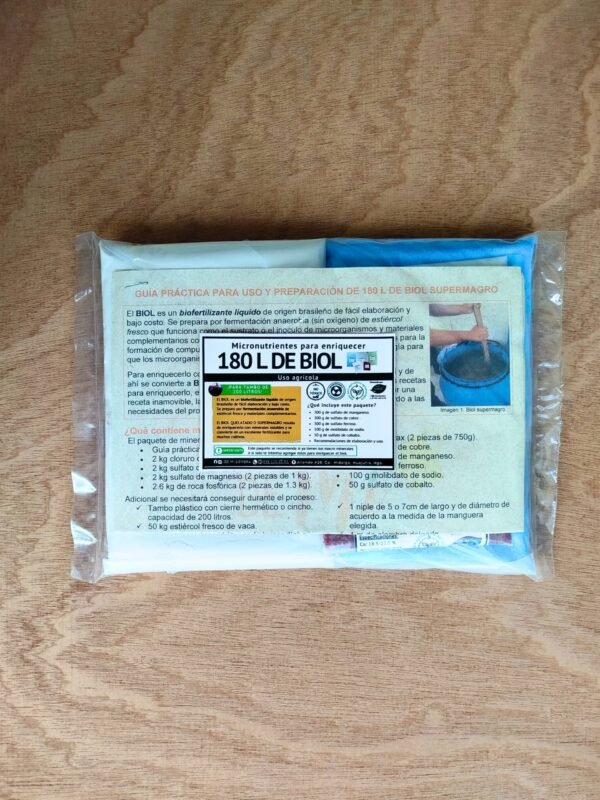 Micronutrientes para enriquecer 200 litros de biofertilizante biol