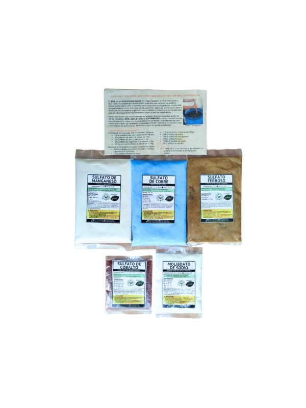 Micronutrientes para enriquecer 200 litros de biofertilizante biol