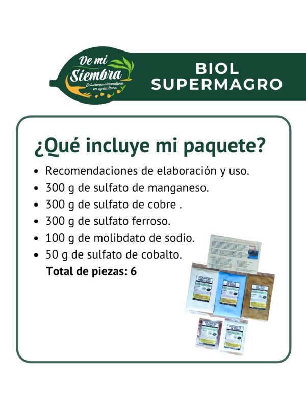 ¿que contiene mi paquete de micronutrientes 180 litros Micronutrientes para enriquecer 180 litros de biol