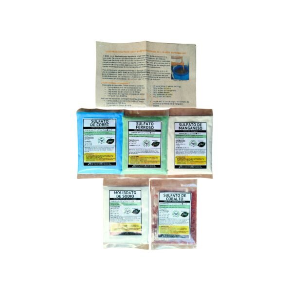 Micronutrientes para enriquecer 100 litros de biofertilizante biol