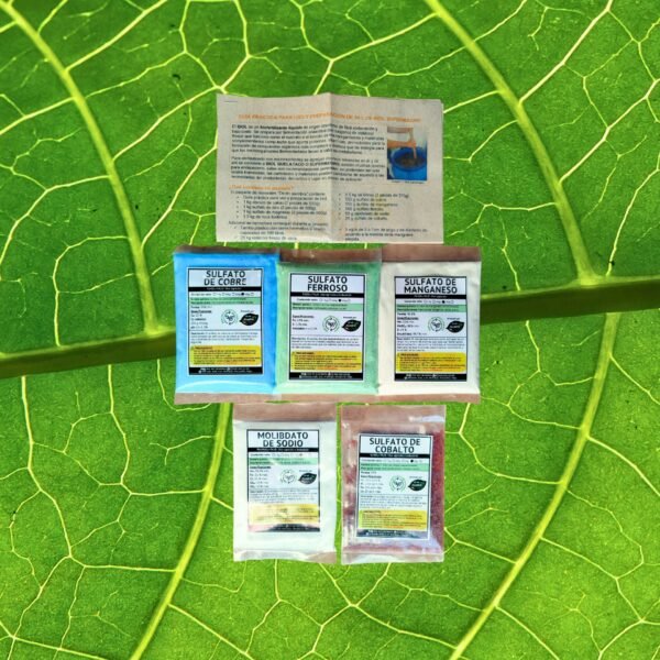 Micronutrientes para enriquecer 100 litros de biofertilizante biol