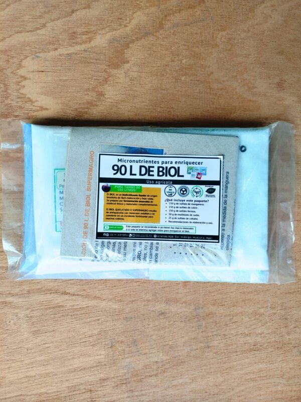 Micronutrientes para enriquecer 90 litros de biol paquetito Micronutrientes para enriquecer 100 litros de biofertilizante biol
