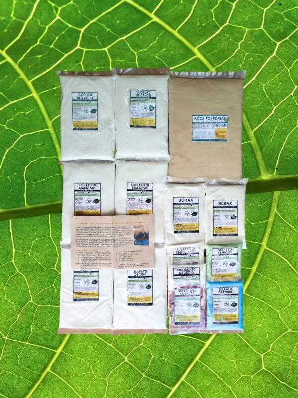 Minerales,sales y roca para enriquecer 90 litros de biol