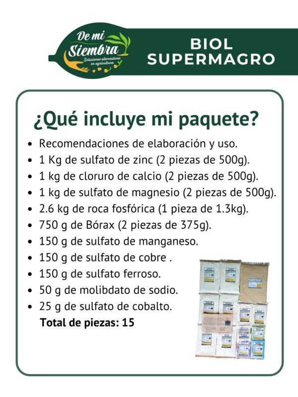 Paquete de minerales para elaborar biofertilizante biol supermagro 100 litros