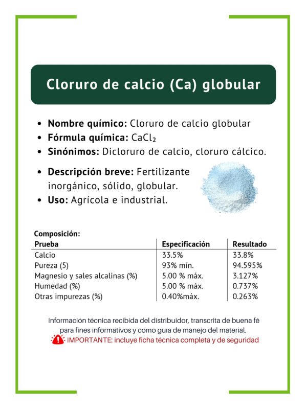 Cloruro de calcio globular anhidro