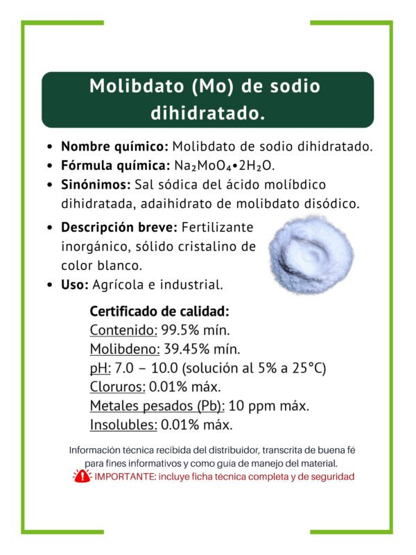 Molibdato de sodio dihidratado