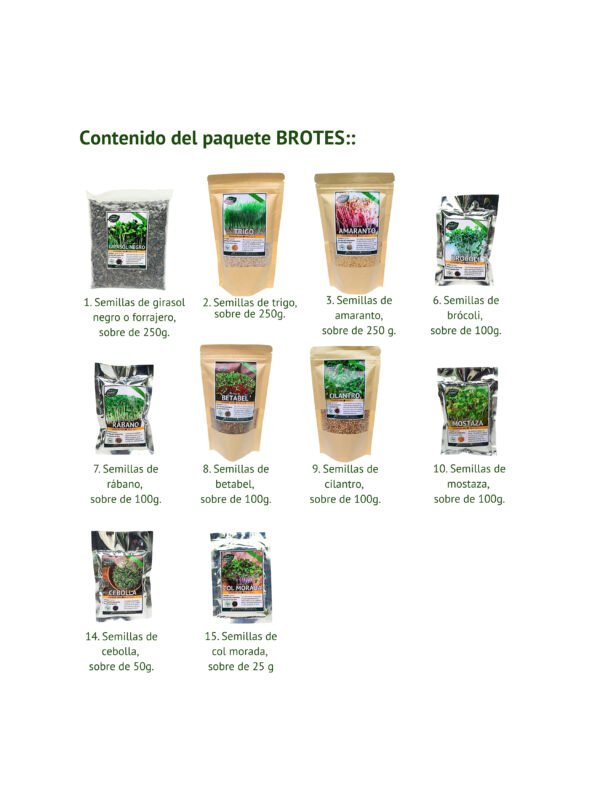 Paquete de semillas super brotes (cultivo en tierra)