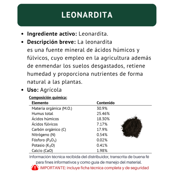Inicio leonardita malla 325 mesh informacion