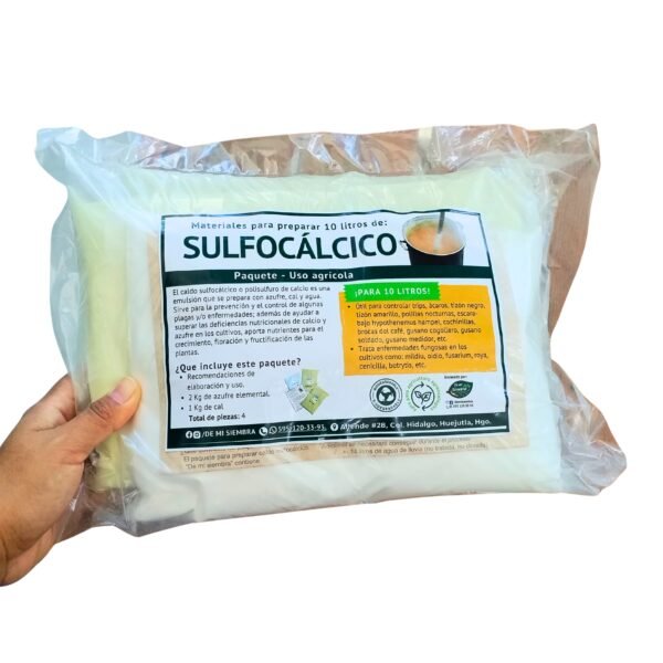 caldo sulfocalcico paquete cerrado fondo blanco