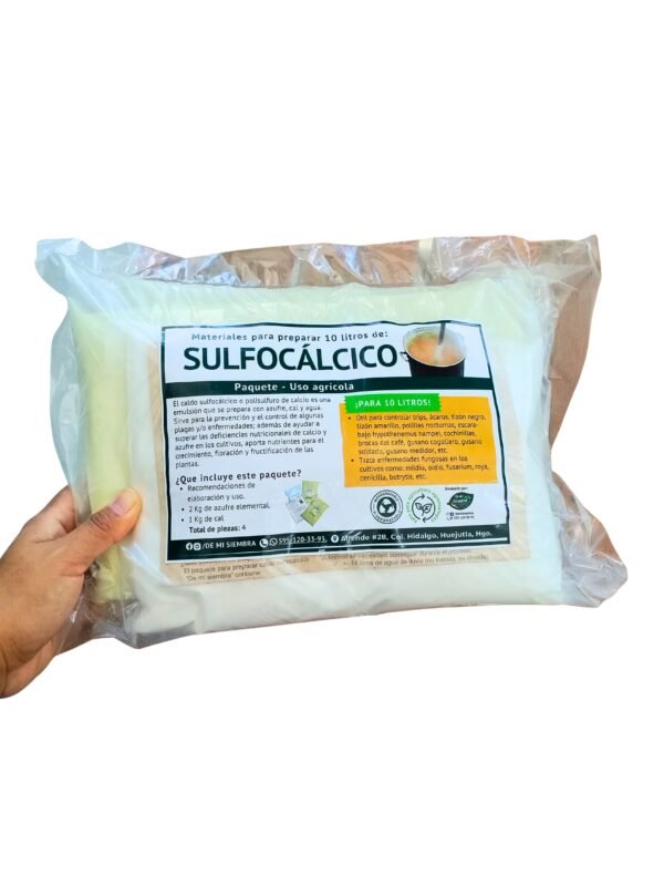 caldo sulfocalcico paquete cerrado fondo blanco